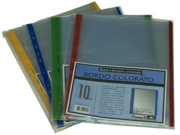 BPL000110BL - Buste con foratura universale e bordo colorato - 