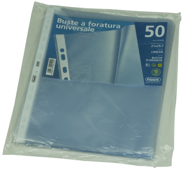 CONF.50 BUSTE PLASTICA C/FORI 21X29.7/10