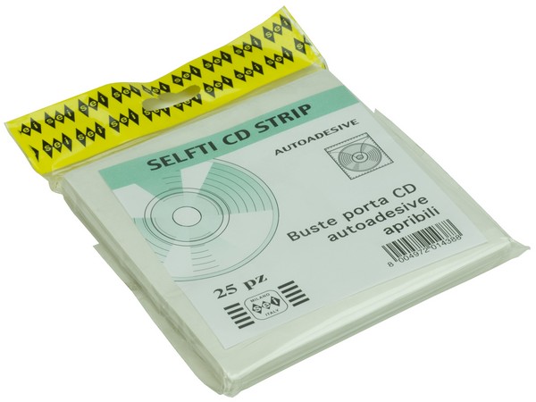 Busta plastica porta CD-DVD con strip